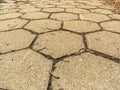 Closeup of hexagonal stone sidewalk texture background Royalty Free Stock Photo