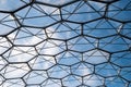 Closeup of hexagonal structure, Eden Project, Cornwall, UK. Royalty Free Stock Photo