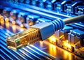 CloseUp of a HighSpeed Ethernet Cable Connection Exploring the Inner Workings of Modern Network Infrastructure