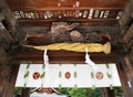 Closeup, Himure Hachiman Shrine gate ceiling, Omi-Hachiman, Japan