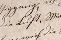 Historic Handwriting Style Closeup, Focus on the German Word `Luft` Air