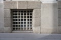 Closeup historical facade window barred concept prison Royalty Free Stock Photo