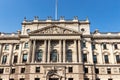 Closeup of the HM Treasury building in London