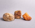 Closeup of holistic stones isolated in gray background Royalty Free Stock Photo