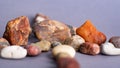 Closeup of holistic stones isolated in gray background Royalty Free Stock Photo
