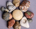 Closeup of holistic stones isolated in gray background Royalty Free Stock Photo