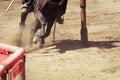 Closeup of the hooves from a horse while in galop on an race track Royalty Free Stock Photo