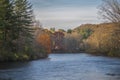 A Closeup Horizontal Autumn View during Sunset of the West Canada Creek Meander at Barneveld, New York