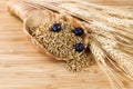 Natural Whole Grain Cereal in Wooden Spoon