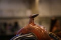 A closeup shot of a horse saddle