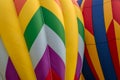 Closeup of of hot air balloons being inflated