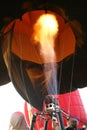 Closeup of hot air balloons being prepared for flight