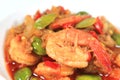 Hot and Spicy Thai Southern Region Dish of Stir Fried Parkia Nuts with Shrimps