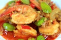 Closeup Hot and Spicy Thai Southern Region Dish of Stir Fried Parkia Nuts with Shrimps