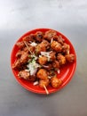 Hot and tasty Indian Gobi Manchurian snacks in a plate