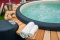 Closeup of hot tub