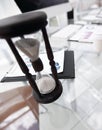 Closeup.the hourglass on the Desk of a businessman. Royalty Free Stock Photo