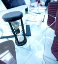 Closeup.the hourglass on the Desk of a businessman. Royalty Free Stock Photo