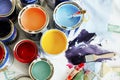 Closeup of house painting renovation Royalty Free Stock Photo