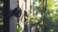 A closeup of the hubs camera which allows for remote monitoring of the home and can be controlled through the app or