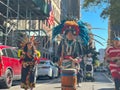 Closeup of hundreds marching during the 1st Annual Indigenous Peoples of America's Parade