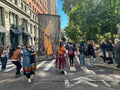 Closeup of hundreds marching during the 1st Annual Indigenous Peoples of America's Parade