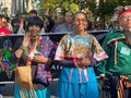 Closeup of hundreds marching during the 1st Annual Indigenous Peoples of America's Parade