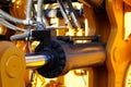 closeup of hydraulic cylinder for bulldozer ripper Royalty Free Stock Photo