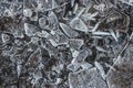 Closeup of an ice structure creating an abstract pattern on a stone wall Royalty Free Stock Photo