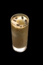 Closeup Iced Coffee Isolated on Black Background