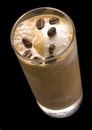 Closeup Iced Coffee Isolated on Black Background