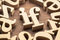 IF word in the group of wooden English alphabets