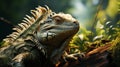 Closeup Iguana in a tree bunch Royalty Free Stock Photo
