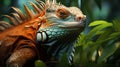 Closeup Iguana in a tree bunch Royalty Free Stock Photo