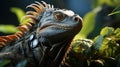 Closeup Iguana in a tree bunch Royalty Free Stock Photo
