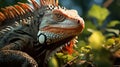 Closeup Iguana in a tree bunch Royalty Free Stock Photo