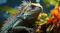 Closeup Iguana in a tree bunch Royalty Free Stock Photo