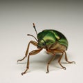 Closeup illustration depicts a green June beetle against a plain backdrop Royalty Free Stock Photo
