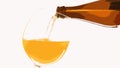 Closeup illustration of transparent wine glass being filled with sweet white yellow wine or other alcohol being poured Royalty Free Stock Photo