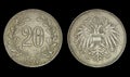 Closeup image of Austria-Hungary heller coin, Franz Joseph