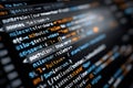 This is a closeup image of a computer screen displaying a lot of code on it Royalty Free Stock Photo