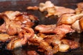 Closeup Image Of A Cooking Bacon On A Barbecue