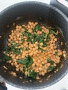 Closeup image of a creamy chickpea and kale curry Royalty Free Stock Photo