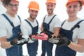 Image of a group of builders with gas keys