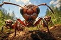 Closeup Image of a Group of Red Ants Walking on the Ground AI Generative