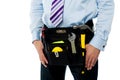 Closeup image of handyman tool belt Royalty Free Stock Photo