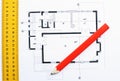 Closeup image of house construction plan Royalty Free Stock Photo