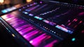 A closeup image of integrated smart metrics panels displaying efficiency rates and production outputs in vibrant colors