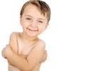 Closeup image of kid without shirt isolated Royalty Free Stock Photo