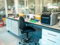 Closeup image of medical reserach laboratory with special science equipment Royalty Free Stock Photo